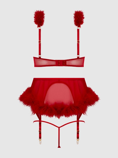 Marilyn_rode_lingerie_set_marabou_veren_missq_lingerie