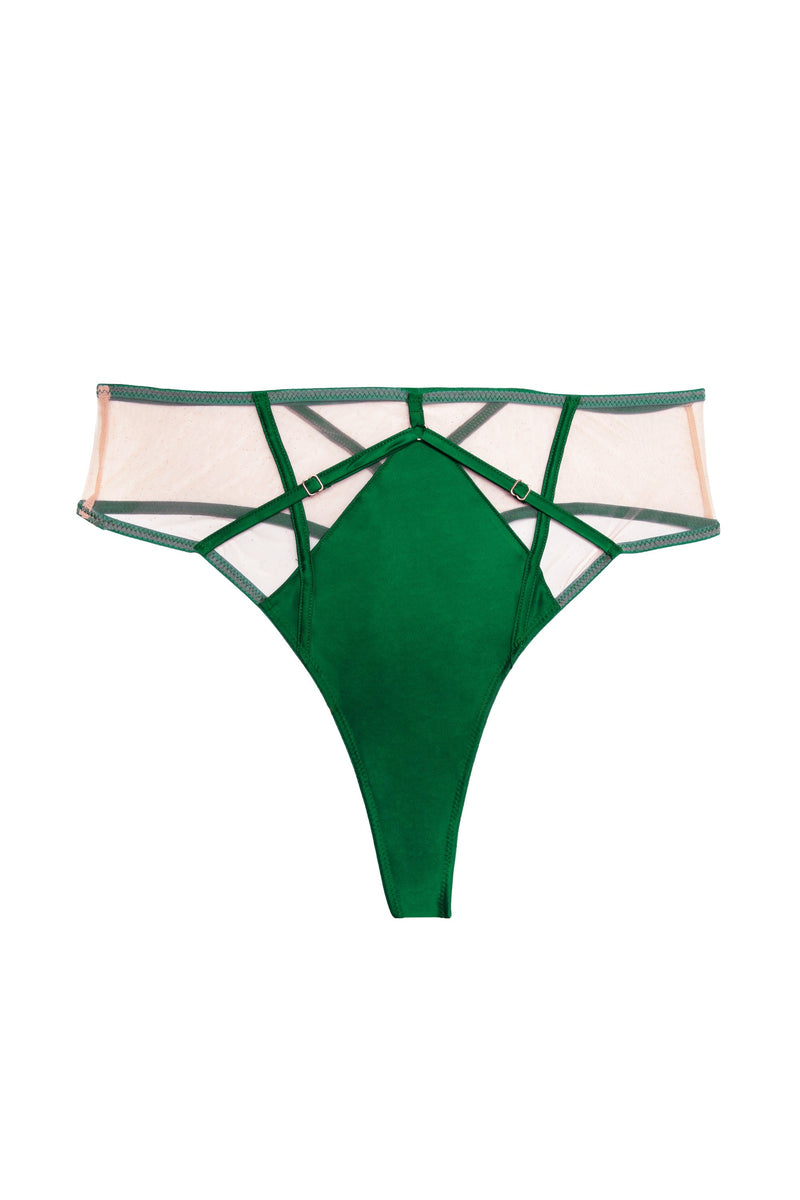 Playful Promises - Ramona - String, Groen, Zwart, Plus Size