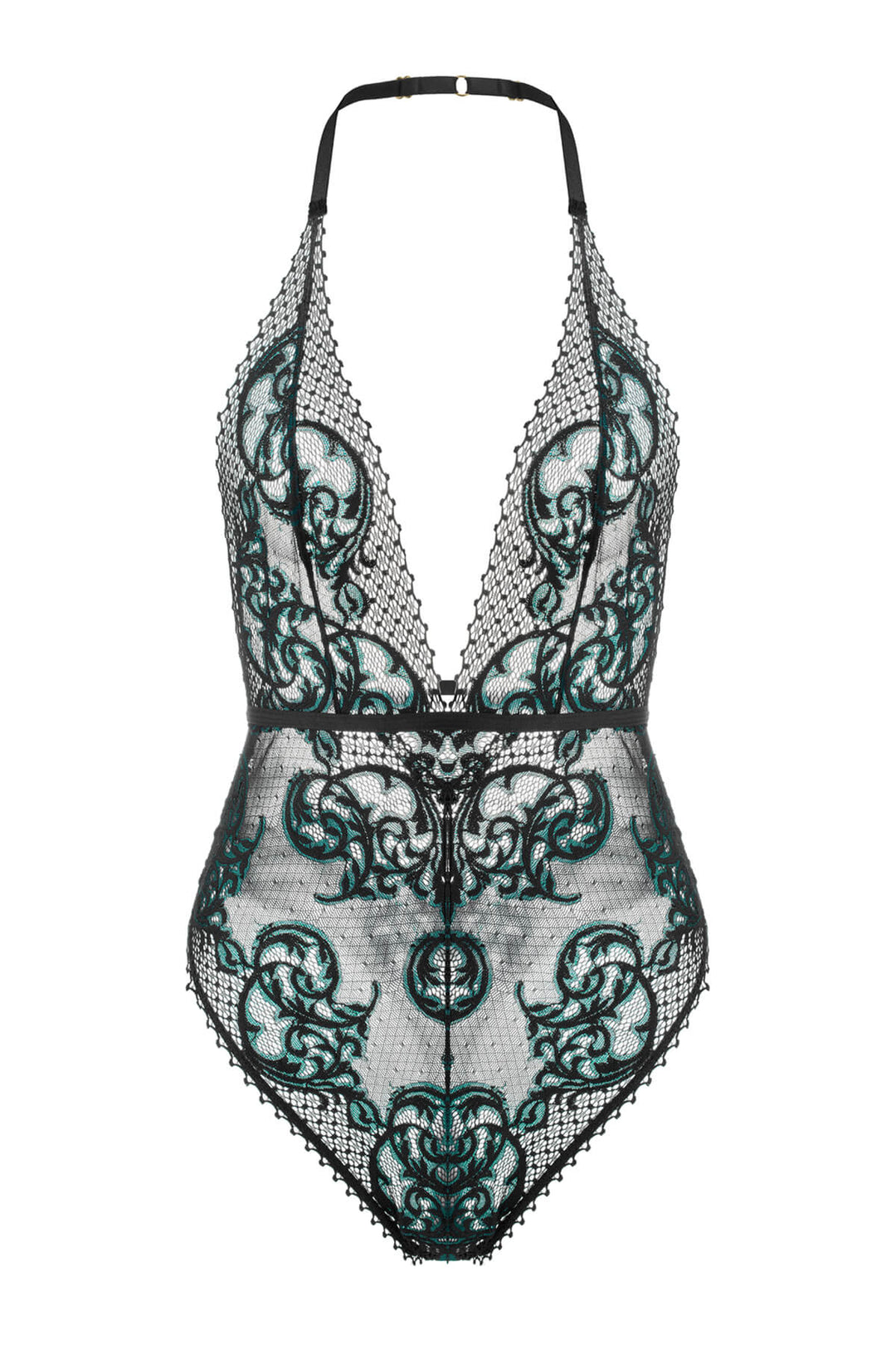Clio Sheer Floral Lace Bodysuit – Smaragdgroen