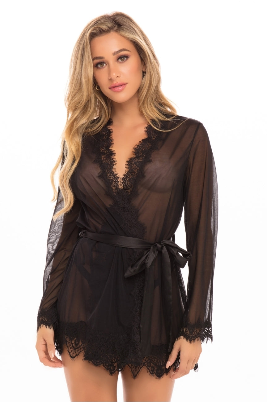 Provence Sheer Peignoir met Kant & String