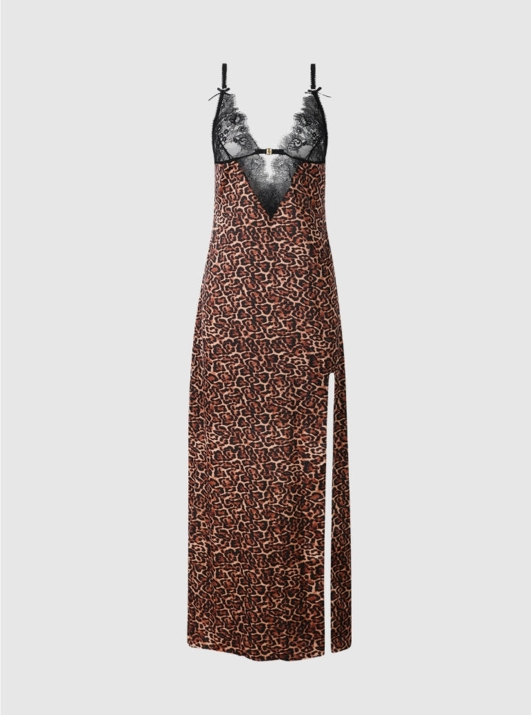 Panterprint Slipdress – Luxe Verleiding Met Kanten Details