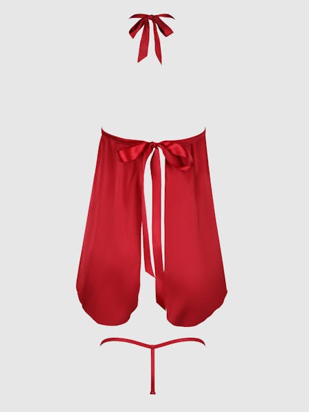 Jocelyn Babydoll – Satijnen  Set met kant en open rug