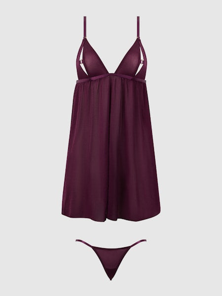 House of D Yasmine Shimmer Mesh Babydoll Set, Zacht, gedurfd en onweerstaanbaar