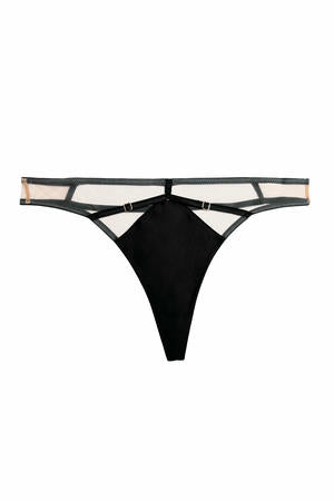 Playful Promises - Ramona -T- String, Groen, Zwart, Plus Size