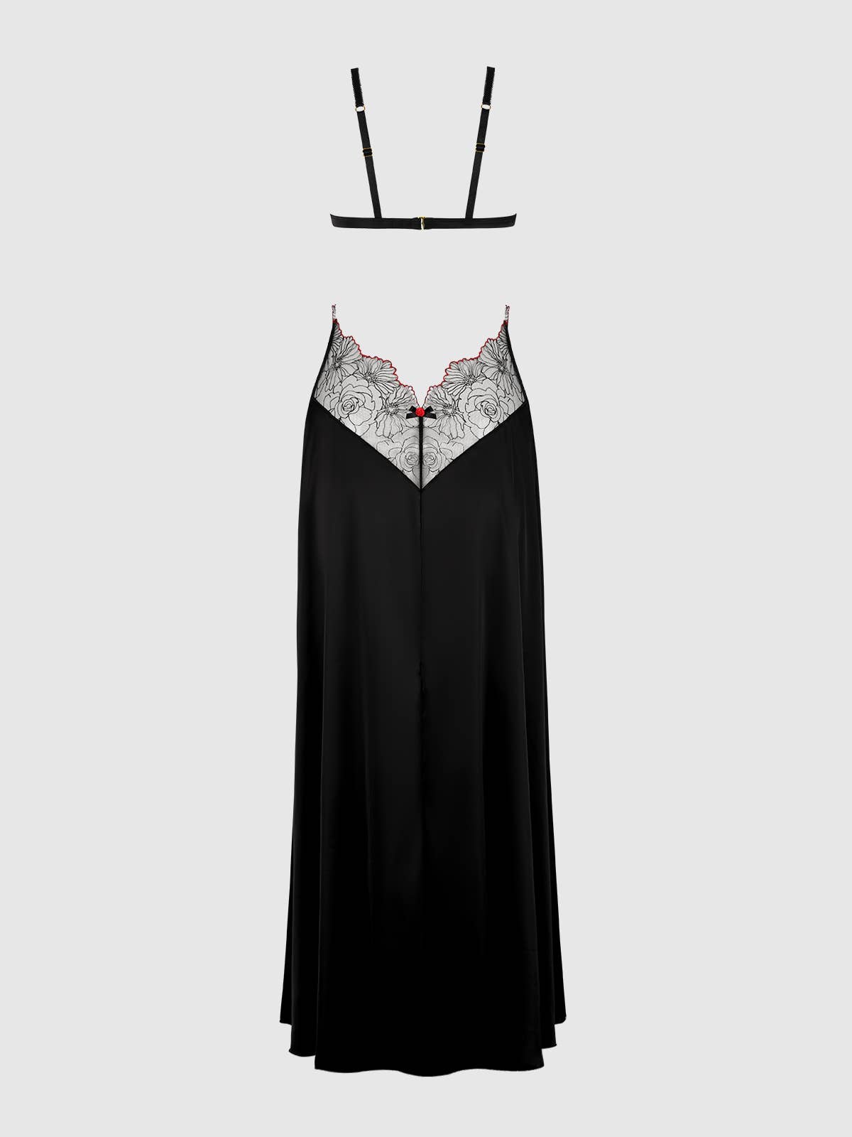 Ilena Longdress met Bloemenmesh en Satijn, inclusief Plus Size