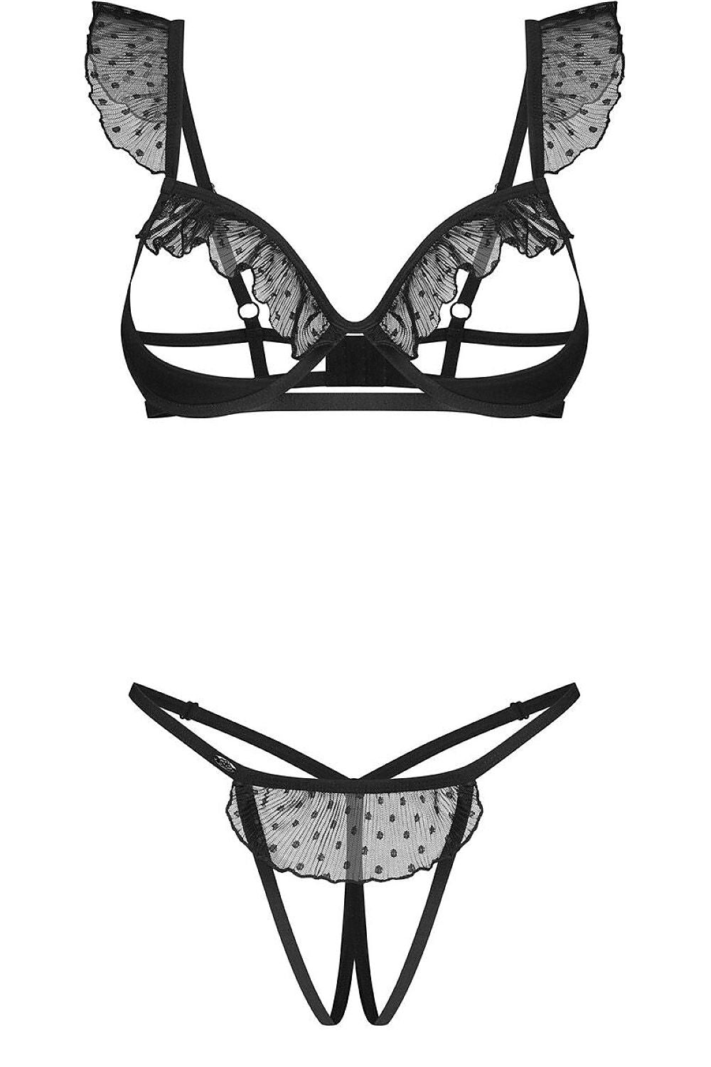 Carraola 2-Piece Crotchless Set – Polka Dot Mesh Lingerie