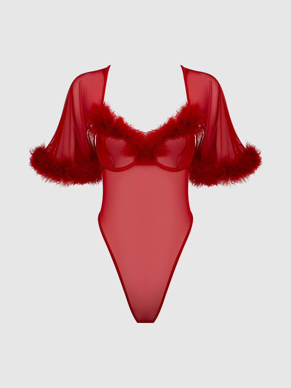 Marilyn - Marabou & Mesh - Bodysuit