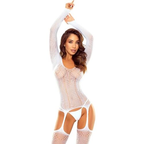 PASSION Bodystocking Wit met Open Kruis Zwart of Wit