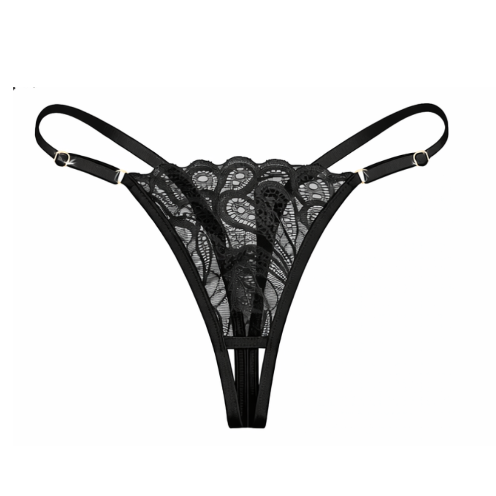 Zwarte Kanten Lingerie Set met Gouden Details