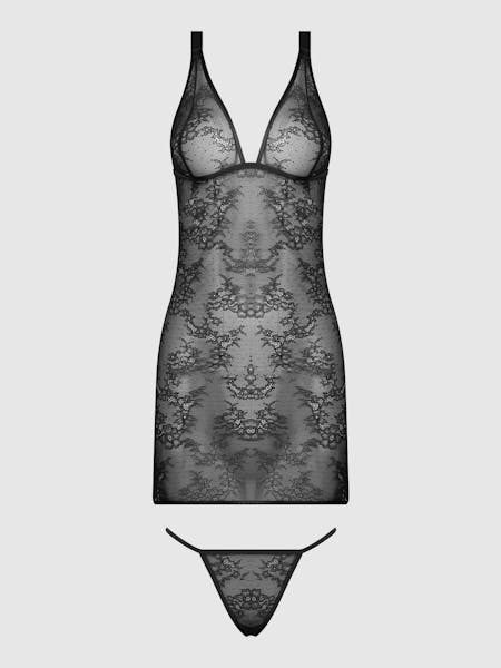 Kiki Rode Kanten Jarretel Babydoll Set, inclusief Plus Size