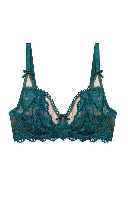 Phoebe Balconette BH in Teal Eyelash Kant