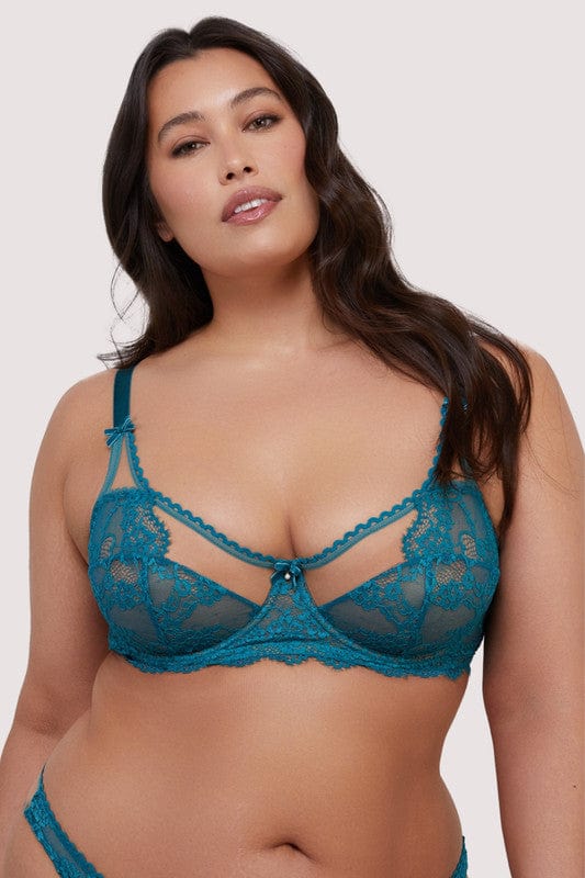Phoebe Balconette BH in Teal Eyelash Kant