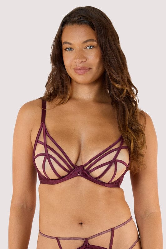Ramona Illusion Wine Plunge Mesh BH, Inclusief Plus Size