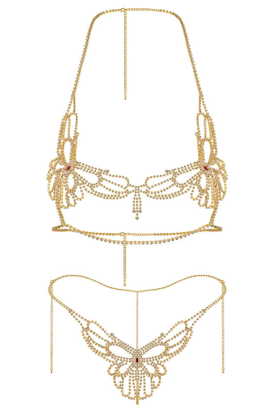 Reverie Rhinestone Butterfly Lingerie Set – Zilveren of gouden Glamour