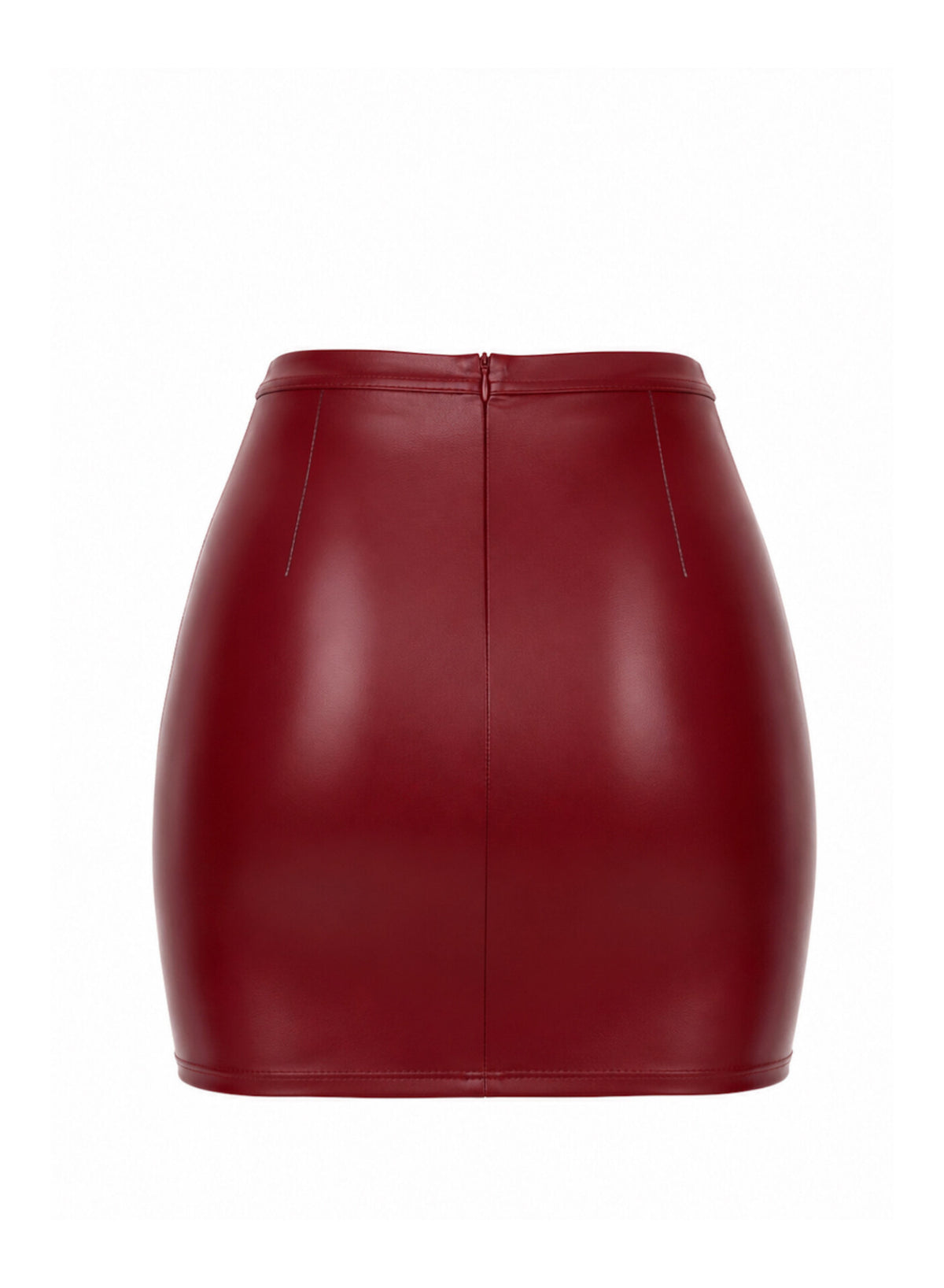 Bordeaux Affair Mini Rok – Donkerrode Powerwetlook Rok met Rits