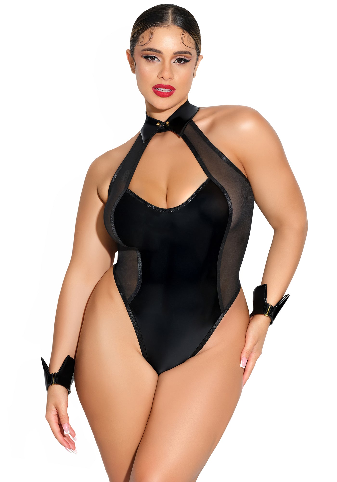 Adorn Me Bodysuit – Zwart Vinyl & Wetlook