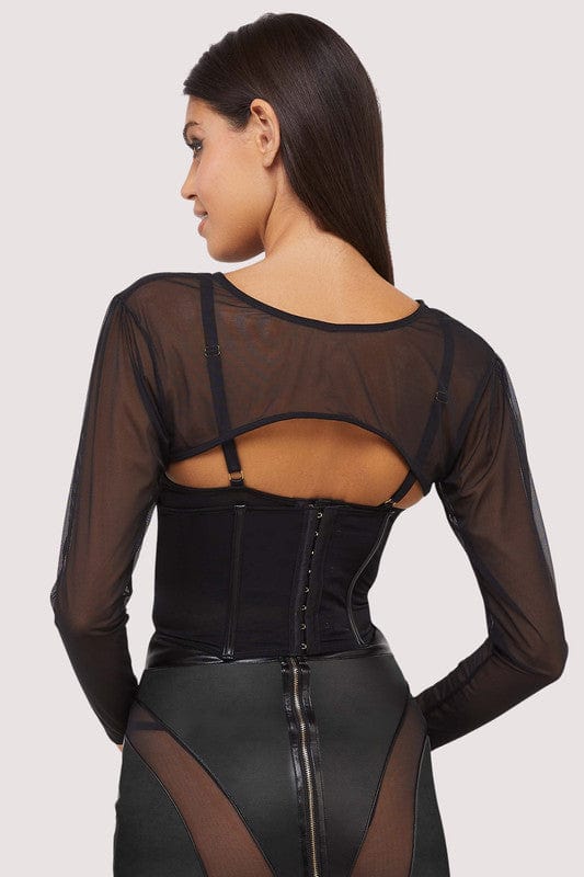 Maeve Black Mesh Top – Gedurfde transparante bolero