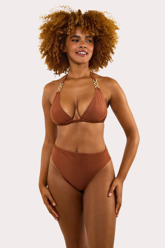 Wolf & Whistle Morgan Bronze Glitter Mix & Match Fuller Bust Triangle Bikinitop