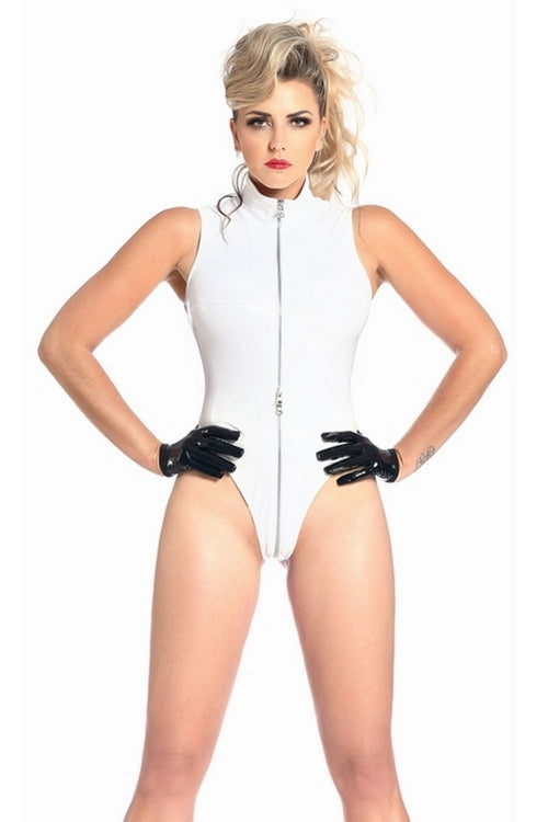 Manon, sexy white vinyl bodysuit - Patrice Catanzaro Official Website